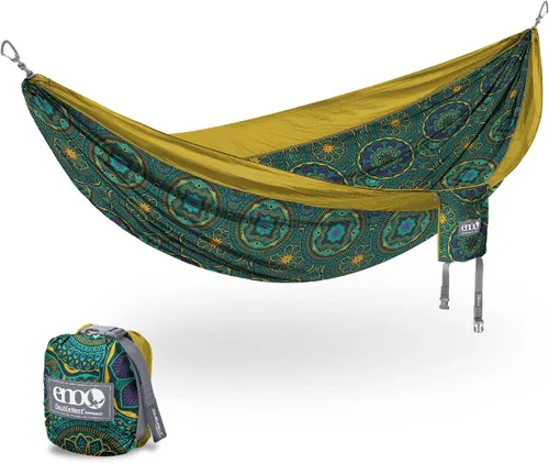 Vista 12 de ENO Eagles Nest Outfitters - Hamaca DoubleNest, portátil para dos Aqua Zafiro Ámbar