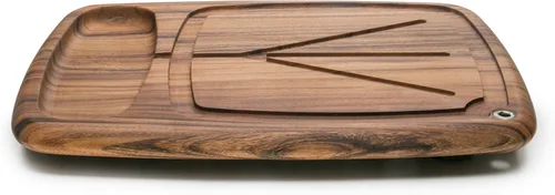 Vista 6 de Ironwood Gourmet Carolina - Tabla de cortar de madera de acacia, tabla de cortar de bloque de carnicero de grano final de 14 pulgadas con canal