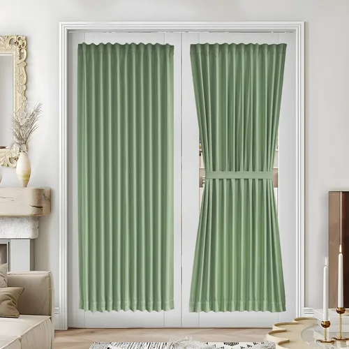 Vista 147 de Vatge Cortinas laterales autoadhesivas para puertas de cristal, sin taladro, extraíble, panel de filtrado de luz, 1 panel, 12 pulgadas de ancho x 60