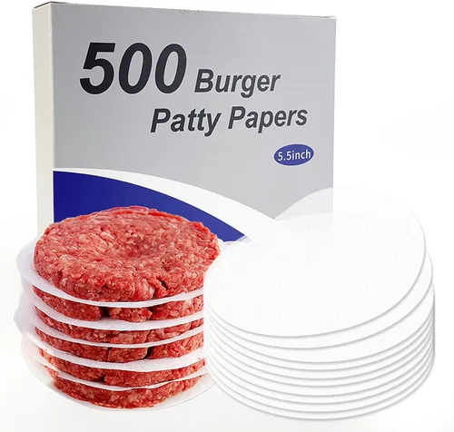 Vista 7 de Burger Patty - Juego de 500 almohadillas antiadherentes para papel de pergamino de hamburguesa