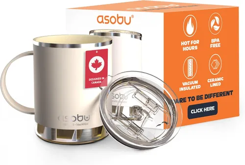 Vista 6 de asobu Taza de viaje 360 – Taza de acero inoxidable aislada al vacío de 28 onzas con tapa y asa a prueba de derrames de 360° – Mantiene las bebidas