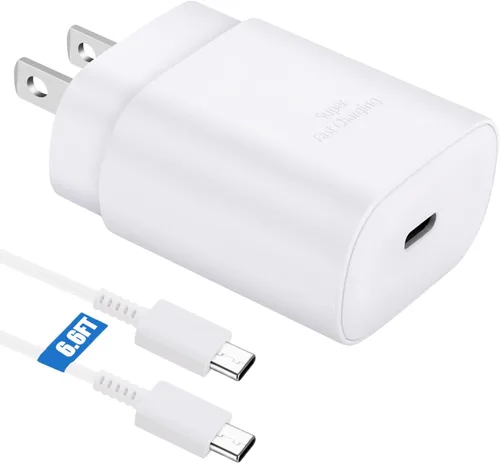 Vista 23 de Kit de cargador súper rápido tipo C, bloque de cargador de teléfono Android PD de 25 W PD USB C y cable de carga C de 5 pies, cable de carga rápida