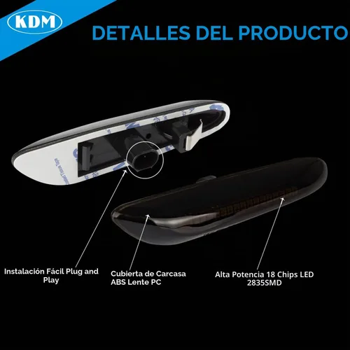 Vista 3 de KDM Luces LED de marcador lateral para guardabarros para BMW E90 E91 E92 E93 E46 E60 E61 E81 E82 E87 E88 E83 X3 E84 X1 325i 328i 335i 330i, señal