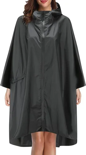 Vista 3 de Chubasquero impermeable con capucha y cremallera para adultos y adolescentes, con bolsa de embalaje
