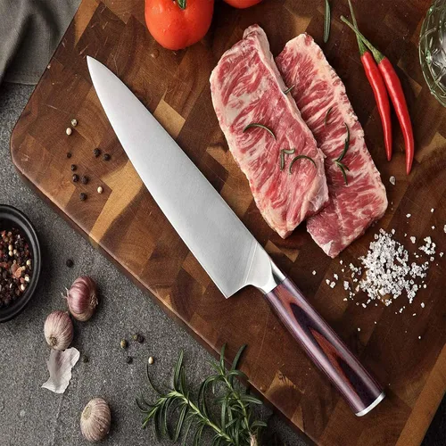 Vista 7 de Pro Kitchen - Cuchillo de chef de acero inoxidable alemán de alto carbono, mango ergonómico, ultra afilado para cocina y restaurante