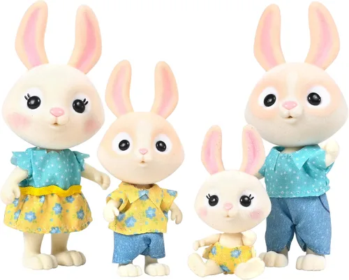 Vista 8 de Honey Bee Acres La Familia Cheddars de Ratón, 4 Figuras de Muñecas en Miniatura, Pequeña