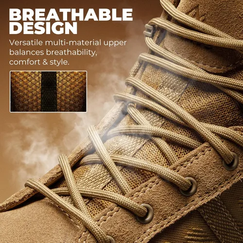 Vista 5 de NORTIV 8 Botas de combate tácticas ligeras para hombre Coyote