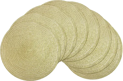 Vista 38 de SHACOS Juego de 4 manteles individuales redondos lavables de 15 pulgadas, de algodón, poliéster, trenzados, para mesa de comedor, boda, decoración