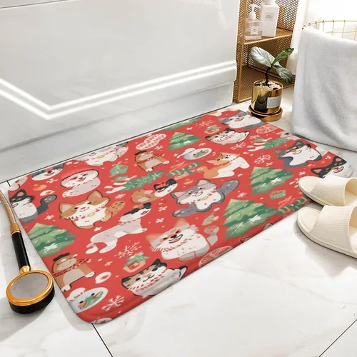 Vista 2 de Tapete de baño de franela antideslizante para bañera de 16 x 24 pulgadas, tapete de baño de microfibra súper suave, antideslizante, absorbente