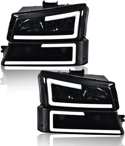 Vista 12 de G-PLUS Faros delanteros compatibles con Chevy Avalanche 1500 2500/Ajuste Chevy Silverado 1500 2500 HD 3500 2003-2006, lente transparente, carcasa