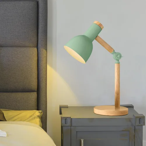 Vista 6 de himmel Lámpara de mesa, lámpara de mesa de madera ajustable, lámpara de escritorio para niños, para dormitorio, sala de estar, base E27