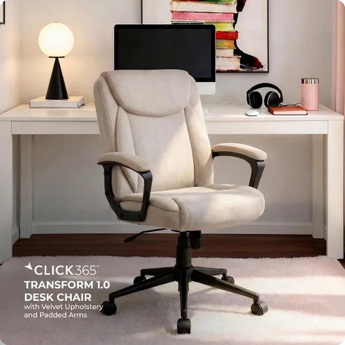 Vista 3 de Click365 Transform 1.0 Silla de oficina ergonómica, silla de escritorio con respaldo medio con brazos acolchados, soporte lumbar, altura ajustable
