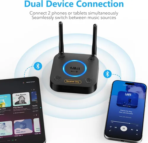 Vista 8 de [Actualizado] 1Mii B06Pro Receptor Bluetooth de largo alcance, adaptador de audio inalámbrico HiFi, receptor Bluetooth 5.3 con envolvente 3D aptX HD