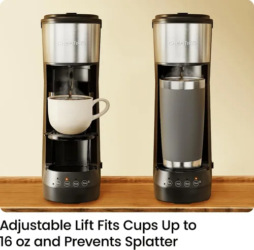 Vista 5 de CHEFMAN Cafetera de una sola porción, cafetera K Cup: compatible con cápsulas K-Cup y café molido, cafetera de goteo de 6 a 12 onzas, depósito