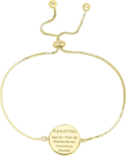 Vista 2 de GEMISTRY Zodiac Gold Plated Crystal Bracelet With 9 Inch Adjustable Chain Birthmonth Bracelet - Jewelry Gift for Womens or Girls, Her, Birthday
