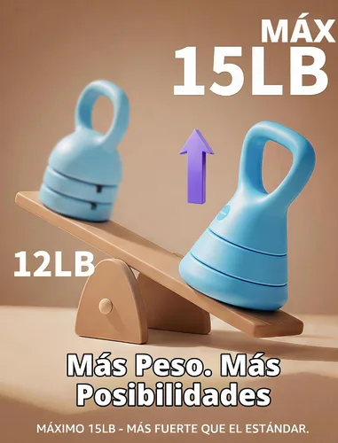 Vista 2 de EAST MOUNT Juego de pesas rusas ajustables de 15 libras, juego de pesas 3 en 1 (5/9/15 libras), mango triangular más ancho, diseño apto para Azul