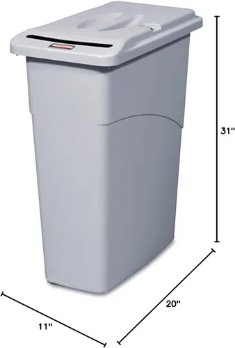 Vista 2 de Rubbermaid 9W15LGY Slim Jim - Receptáculo para documentos confidencial con tapa, rectangular, 23 galones, gris claro