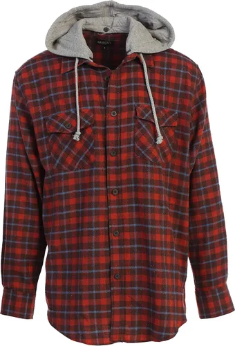 Vista 13 de Gioberti Camisa de franela a cuadros de algodón 100% para hombre con capucha extraíble y botones 100 – negro/azul real/gris.