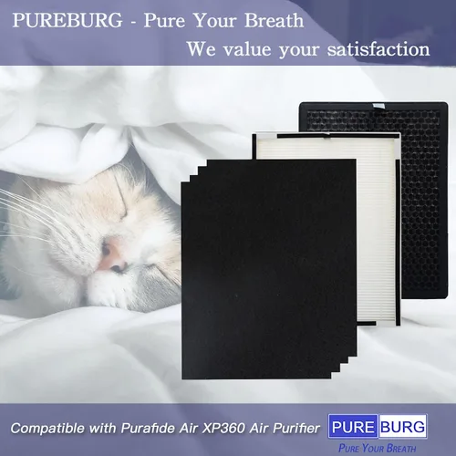 Vista 5 de PUREBURG Juego de filtros de repuesto compatibles con Purafide Air XP360 Purafide Air Purafide Air XP360, H13 HEPA 4 etapas de filtración de carbón