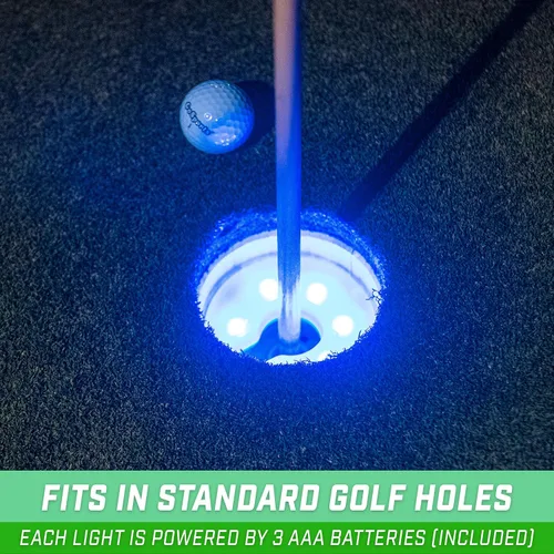 Vista 2 de GoSports Paquete de 3 luces de agujero de golf iluminadas, ideales para jugar golf con poca luz, práctica de putting, práctica de astillado y más