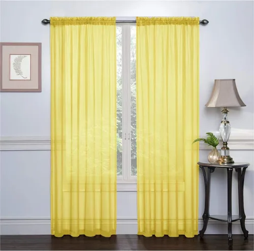 Vista 4 de RUTHYS TEXTILE 2 paneles de cortinas transparentes de gasa con bolsillo para barra, para dormitorio y sala de estar, 54 x 84 pulgadas de largo