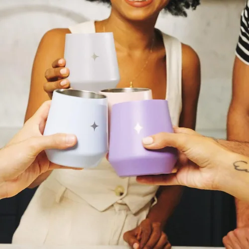 Vista 7 de JoyJolt Vaso de vino con triple aislamiento con tapa de 12 onzas, tapa deslizante y con pajita. Vaso de vino de acero inoxidable de doble pared al