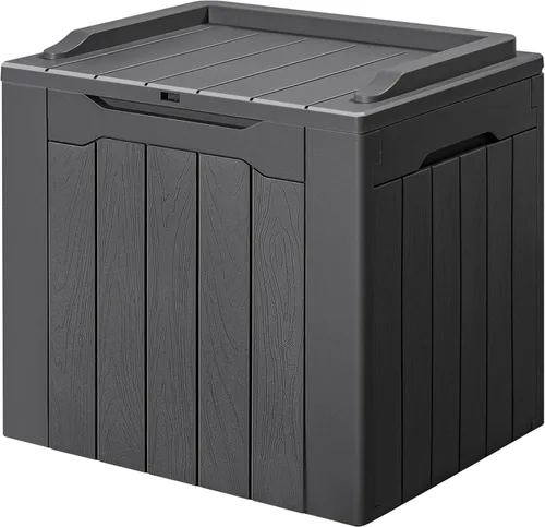 Vista 8 de GUNJI Caja pequeña de 30 galones para exteriores, impermeable, de resina, contenedor de almacenamiento con cerradura, caja de entrega de paquete