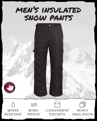 Vista 2 de CANADA WEATHER GEAR Pantalones de nieve para hombre, aislados, pesados, impermeables, para snowboard, pantalones de esquí resistentes a