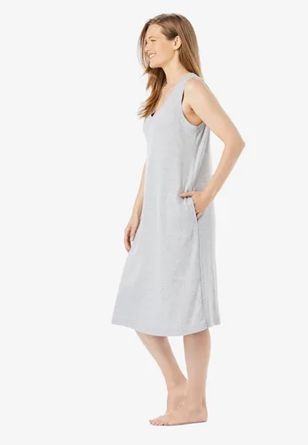 Vista 4 de Dreams & Co. Vestido corto para mujer, talla grande, con cuello en V y cuello en V