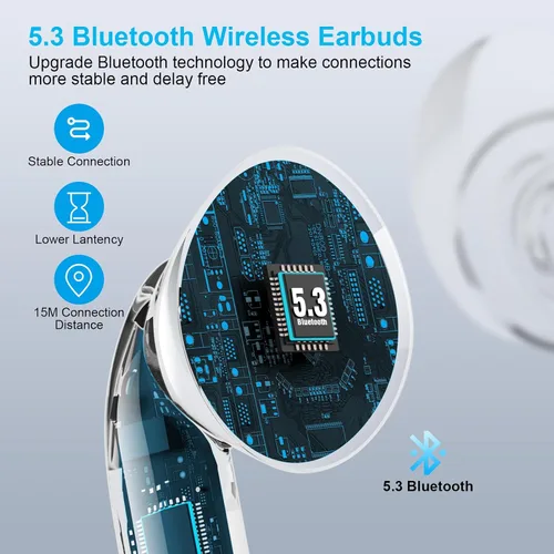 Vista 3 de Auriculares inalámbricos para Samsung S26/S25/S24, auriculares Bluetooth 5.3 40 horas, estéreo HiFi, micrófono transparente, cancelación de ruido