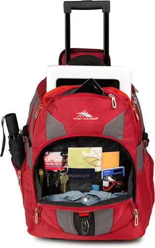 Vista 3 de High Sierra XBT mochila con ruedas Carmín/Línea Roja/Negro