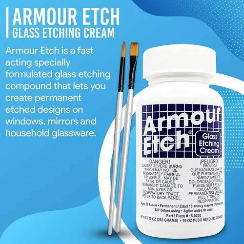 Vista 3 de Armour Etch - Paquete de crema para grabado de vidrio de 10 onzas