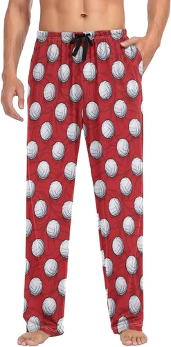Vista 3 de Pantalones de pijama para hombre, pantalones de pijama de corte recto con bolsillos