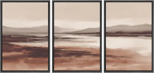 Vista 118 de SIGNWIN Lienzo enmarcado para pared, juego de arte sereno de pantanos con humedales verdes e ilustraciones de agua tranquila, arte moderno