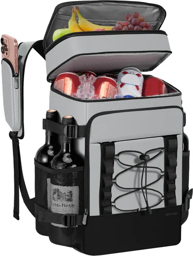 Vista 9 de MIYCOO Mochila enfriadora – 40 latas con aislamiento para hombres y mujeres, portátil con 2 compartimentos a prueba de fugas, bolsa enfriadora