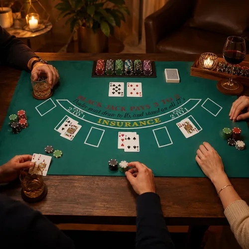 Vista 5 de CHH 72 x 36 pulgadas Reversible Craps and Blackjack Mesa Layout, 2-en-1 Casino Game Layout con Blackjack en un lado y Craps en el otro
