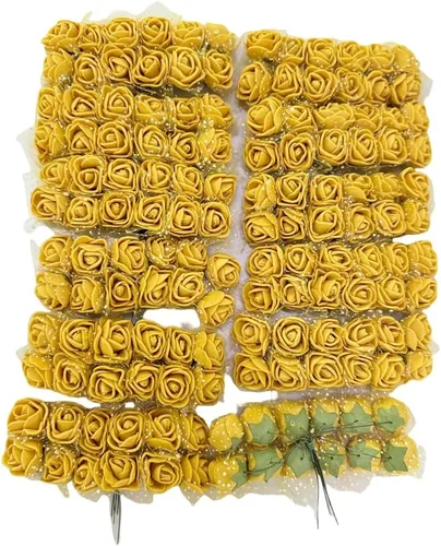 Vista 15 de 144pcs 12 colores mini flores artificiales rosas cabezas y tallo suave