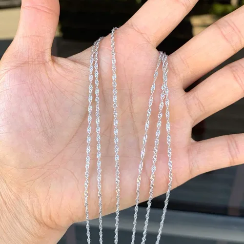 Vista 6 de Adabele Auténtica cadena de plata de ley de 0.051 in 0.063 in Singapur para mujeres y hombres, joyería hipoalergénica sin níquel, fabricado