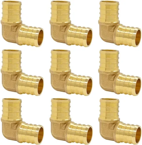 Vista 7 de Hooshing 9 unids 1/2 pulgada PEX 90 grados codo de latón sólido púas engarzado accesorios para trabajos de fontanería de tubería PEX