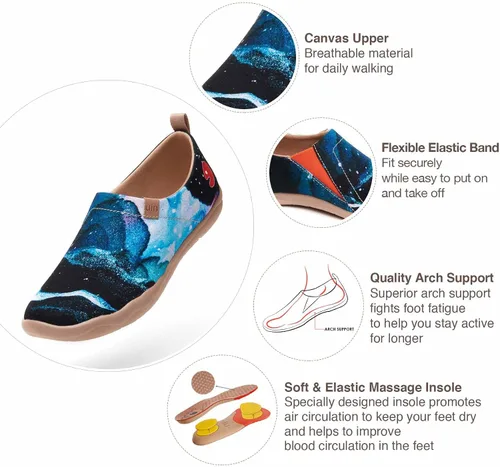 Vista 6 de UIN Zapatos para caminar de lona pintados Beso para hombre Negro