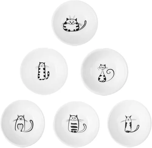 Vista 7 de Lindos platos de cerámica para salsas laterales de gato, mini plato de condimentos en forma de corazón, cuenco para sushi y soja, platillos