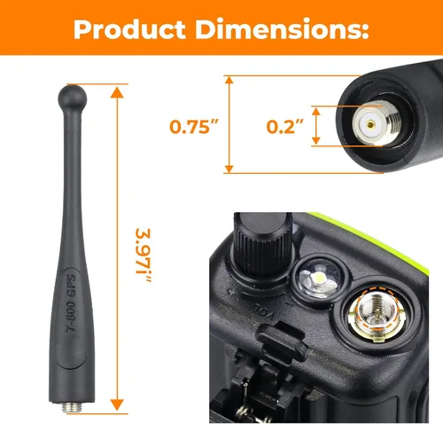 Vista 5 de Paquete de 2 antenas rechonchas NAR6595A para Motorola APX 6000 – 4 pulgadas 764-870 MHz con soporte de ubicación – Compatible con APX