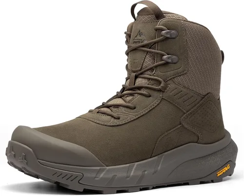Vista 9 de NORTIV 8 Men's Waterproof Military Tactical Hiking Work Boots Leather Motorcycle Combat Lightweight Non-Slip Boots for Men 8 Inches