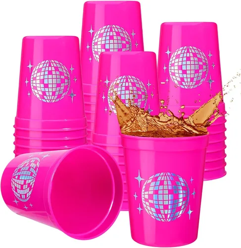 Vista 7 de Uiifan 30 tazas de bola de discoteca para fiesta de discoteca de 16 onzas reutilizables de plástico para despedida de soltera para vaquera