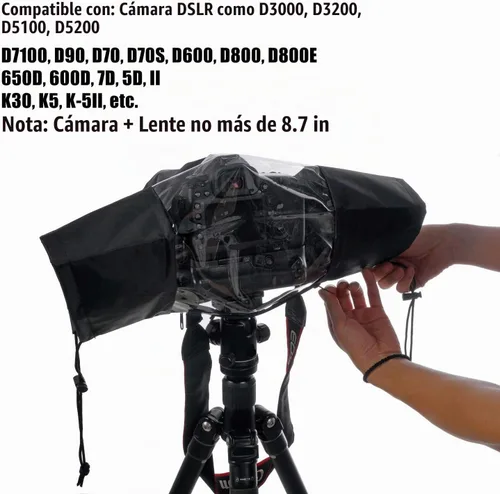 Vista 5 de Funda de lluvia para cámara, funda de nailon impermeable profesional, funda de lluvia para cámara réflex digital, protección para lluvia, nieve