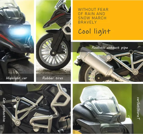 Vista 6 de Juguete de Motocicleta de Metal Fundido - Juguetes de Retroceso con Sonido y Luz, Juguetes de Motocicleta para Niños, Juguetes para Niños de 3-9 Azul