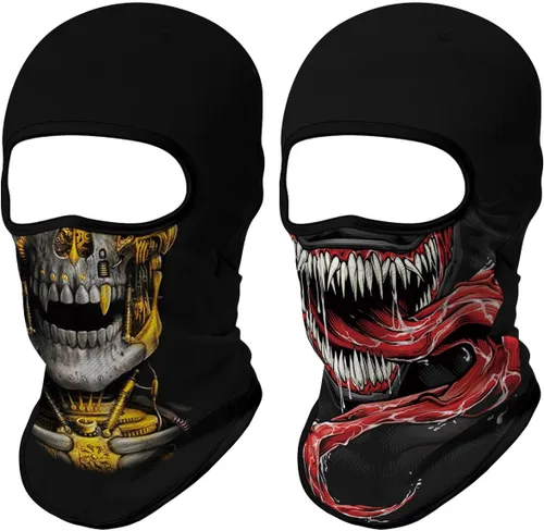 Vista 30 de Pasamontañas 3D, máscara de cara completa, resistente al viento, máscara de esquí con calavera táctica para motocicleta, ciclismo, Halloween 4