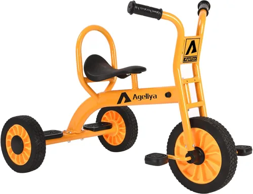 Vista 8 de Triciclo infantil para preescolares a partir de 3 años, ideal para patio de juegos al aire libre y guardería, triciclo de pedal de metal duradero