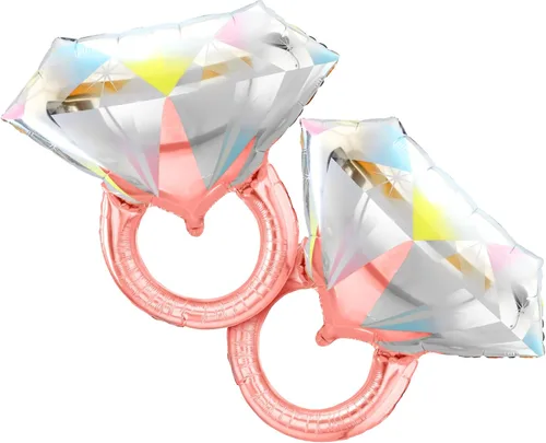 Vista 15 de KatchOn, Lindo Globo de Anillo de Diamante - Paquete de 4, 18 Pulgadas Decoraciones para Despedida de Soltera Globos de Anillo de Compromiso