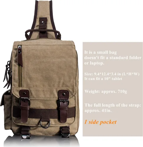 Vista 2 de Leaper - Maleta bandolera de lona, diseño retro, Casual, M